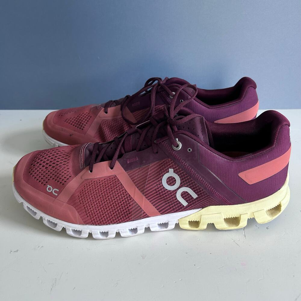 On Running Men's Athletic Shoes in Pink, Burgundy and Cream Sole